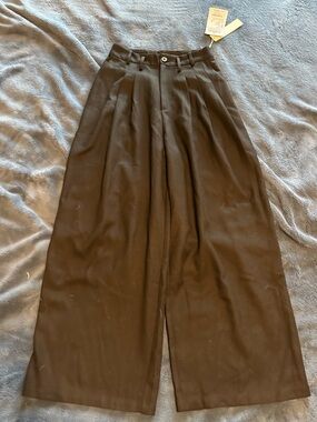 Wide Leg High-Waist Trousers - Black